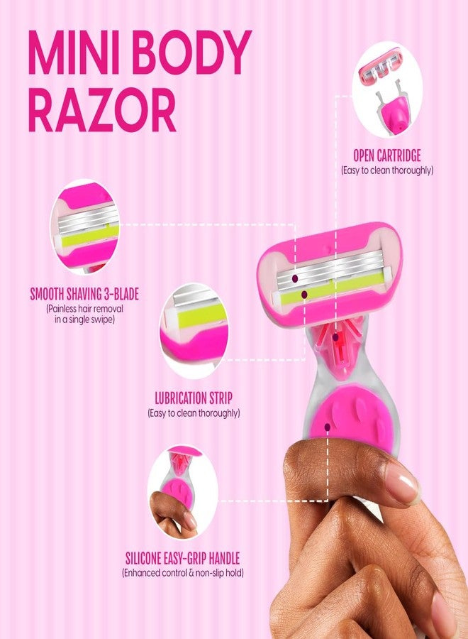 Matra Mini Body Razor with Travel Case - Reusable Razor with 3-Blade, Lubrication & Removable Cartridge for Smooth, Painless Hair Removal - Women's Shaving Kit for Underarms, Hands, Legs, Bikini Line - Image 2